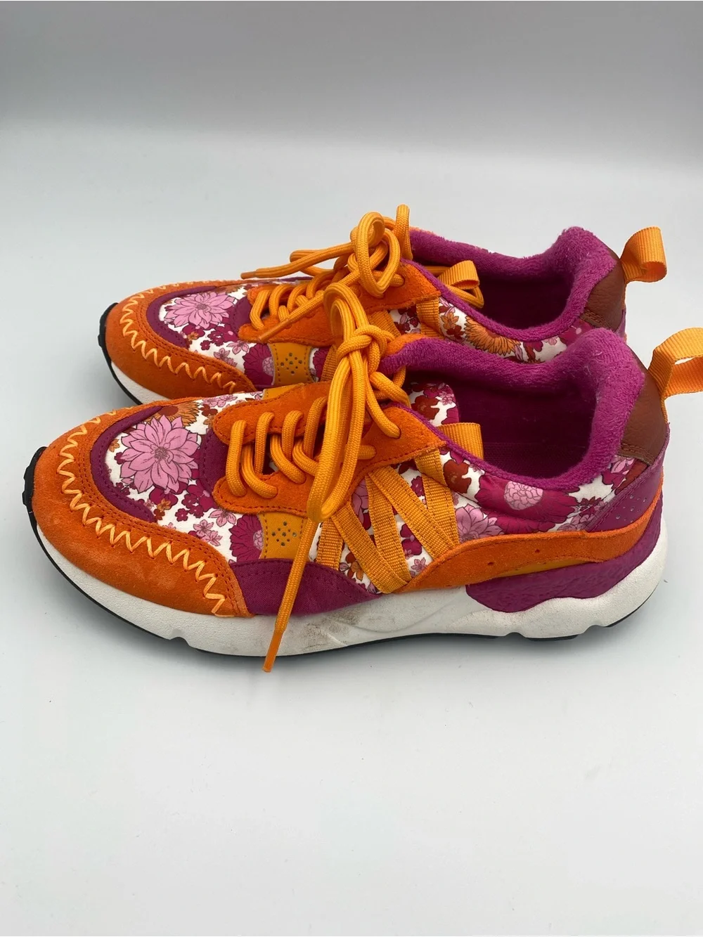 Chelsea & Violet Orange and Magenta Floral Sneakers